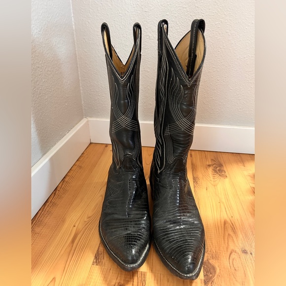 Tony Lama Men’s 8.5 Black Boots Like New - Picture 3 of 5